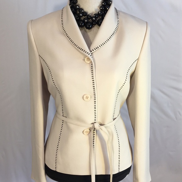 Cream Blazer with black stitching by Essential g - Picture 2 of 4